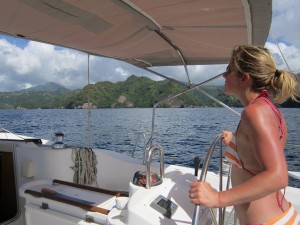 Rachel sailing to Wallilabou